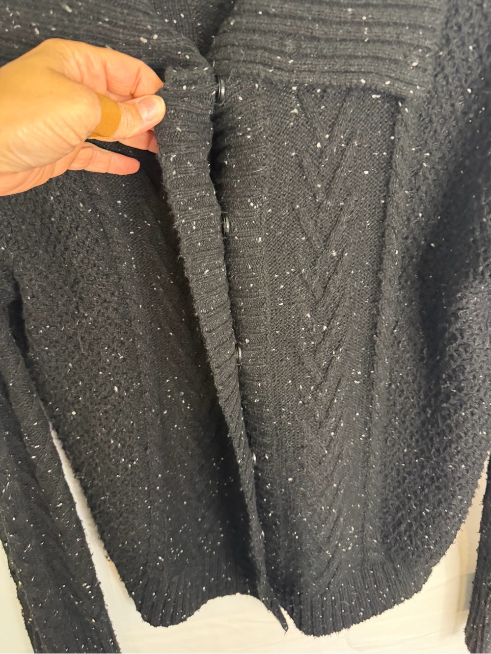 Michael Stars Black Flecked Shawl Collar Cardigan Sweater - Picture 5 of 8